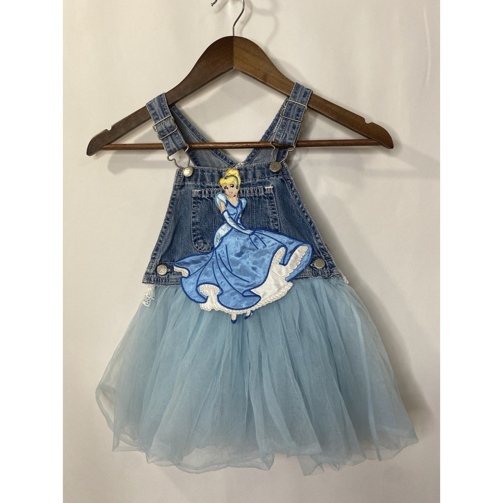 Upcycled Oshkosh B'Gosh Girls Dress Cinderella Ballet Tu Tu Overalls Disney Blue